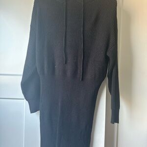 Black Ribbed Knit Sweater Dress